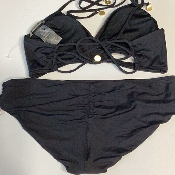 New. Vince Camuto black wrap and ruched bikini set. Normally $112 - Picture 7 of 10
